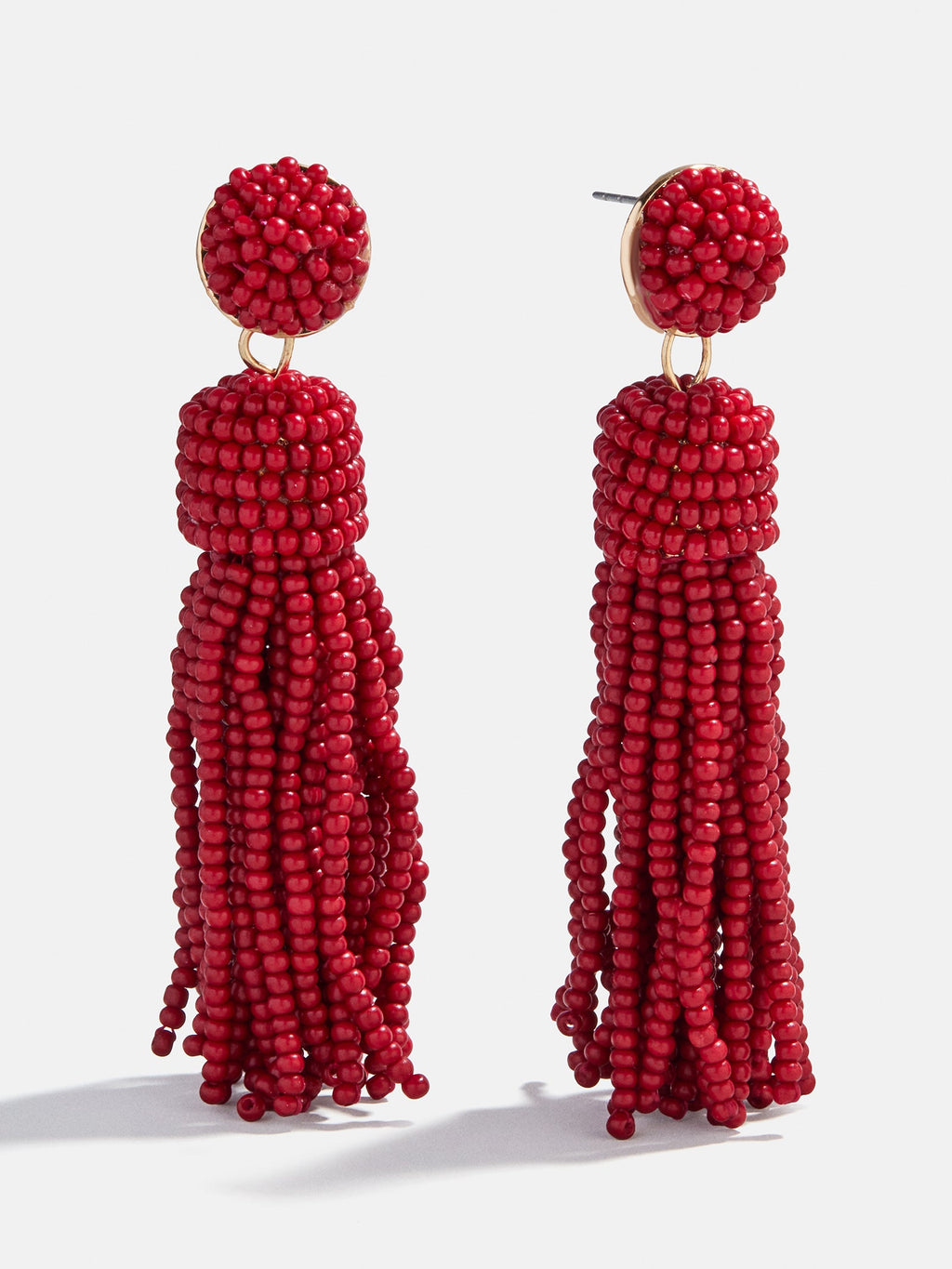 Maren Tassel Statement Earrings - Red