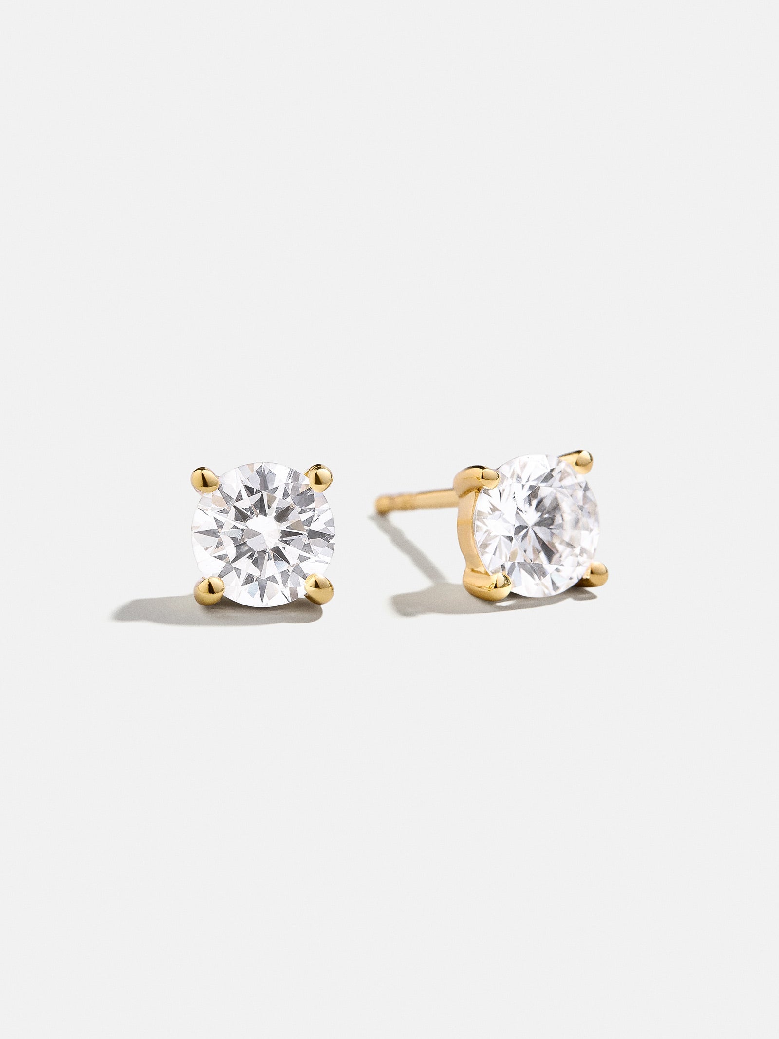 Debra 14K Gold Earrings - Round Stone