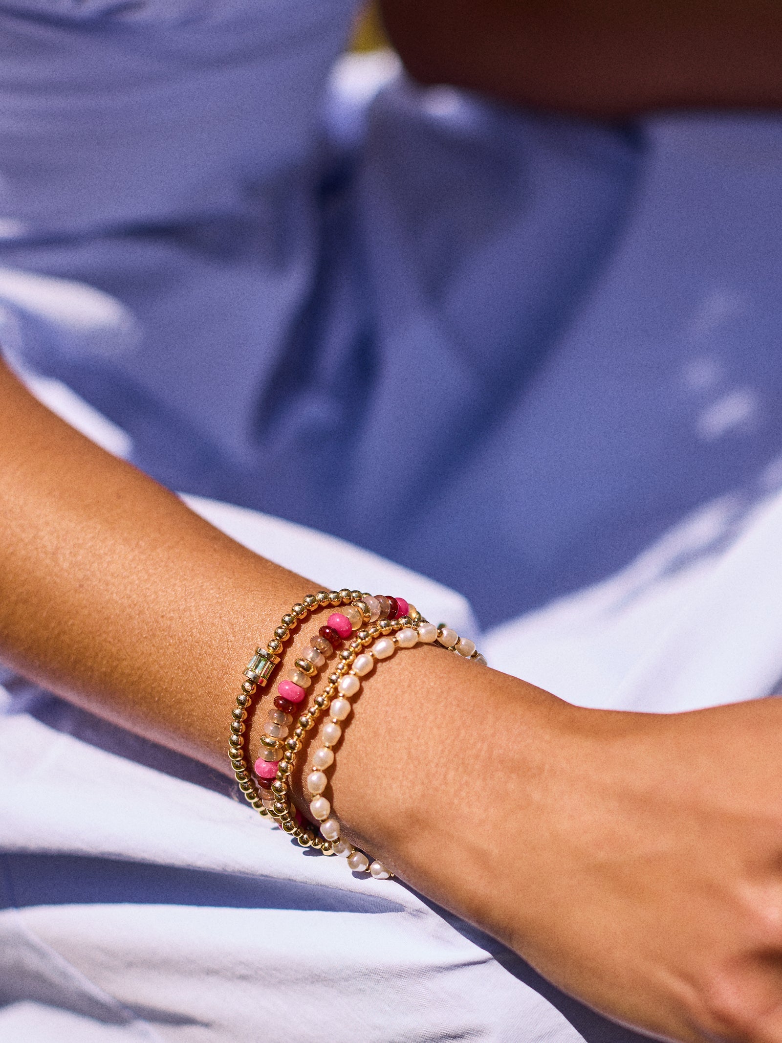 Tatum Baguette Pisa Bracelet - Garnet