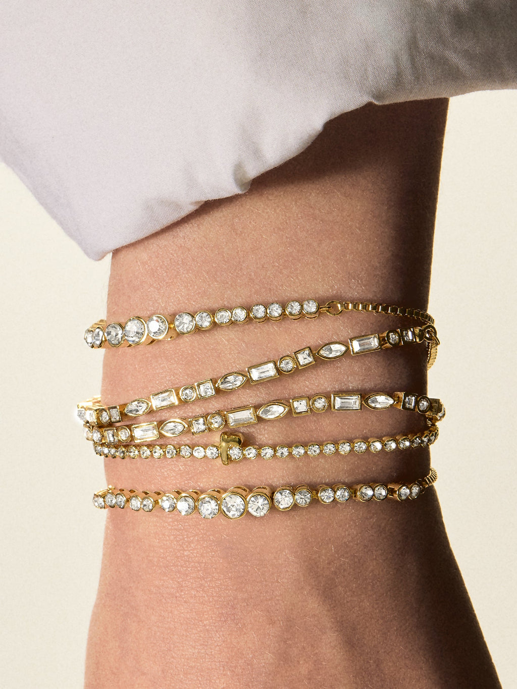 Daphne Pull Tie Bracelet - Gold/Pavé