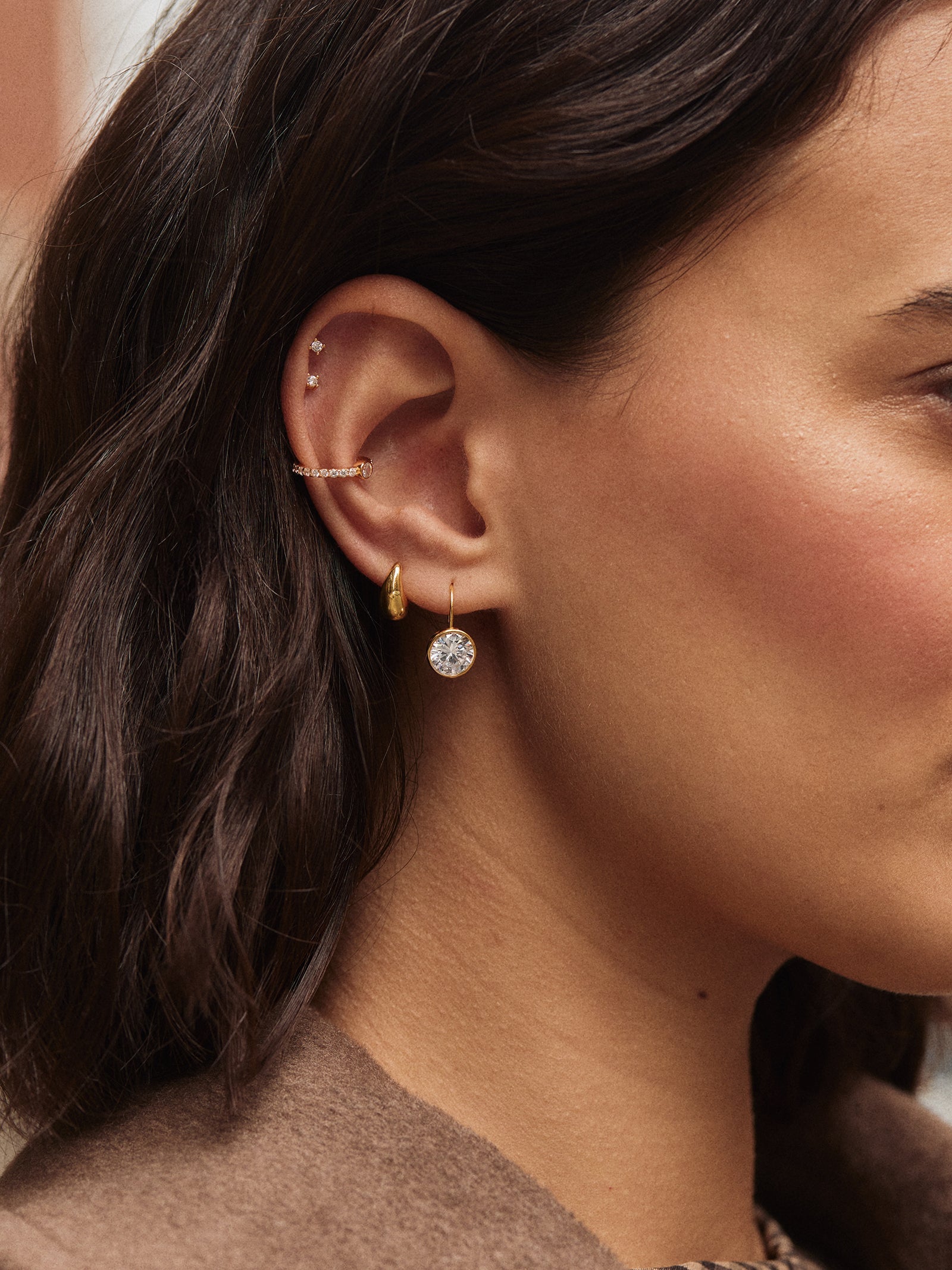 Fallon 14K Gold Bezel Earrings - Gold