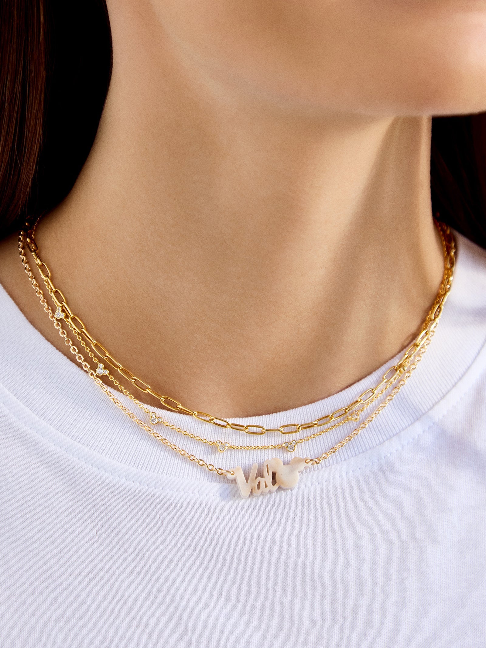 Disney Mickey Mouse Acrylic Custom Nameplate Necklace - Blonde Marble