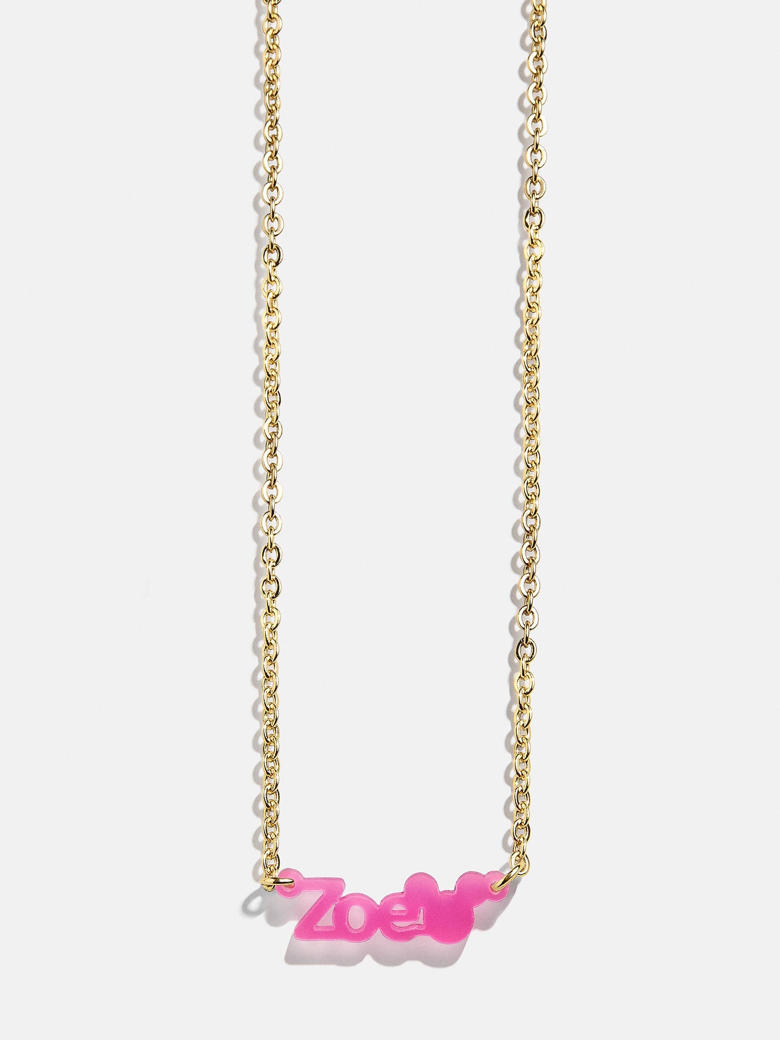 Disney Mickey Mouse Acrylic Custom Nameplate Necklace - Translucent Magenta