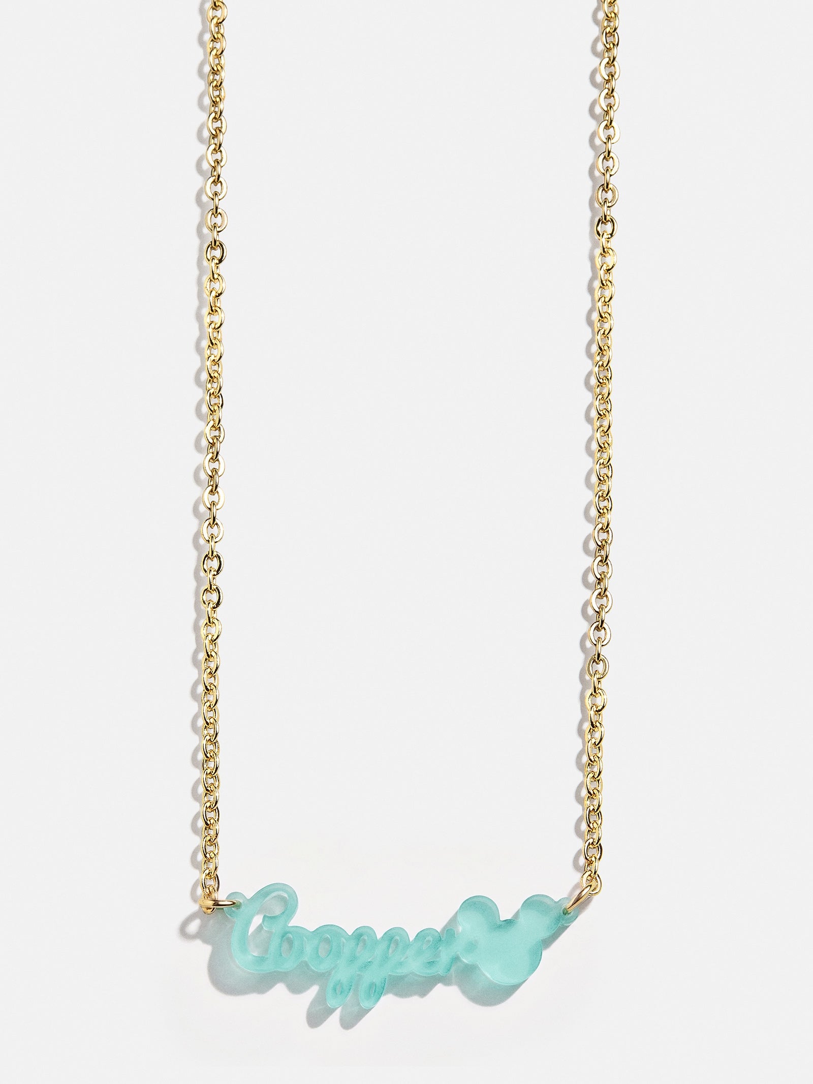 Disney Mickey Mouse Acrylic Custom Nameplate Necklace - Translucent Aqua