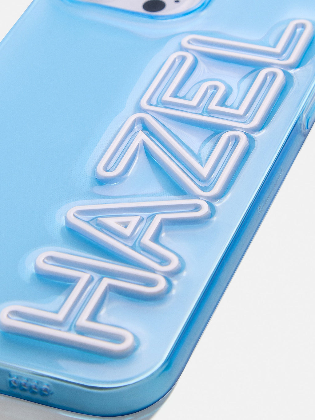 Fine Line Custom iPhone Case - Transparent Blue/White