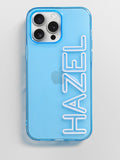 Fine Line Custom iPhone Case - Transparent Blue/White