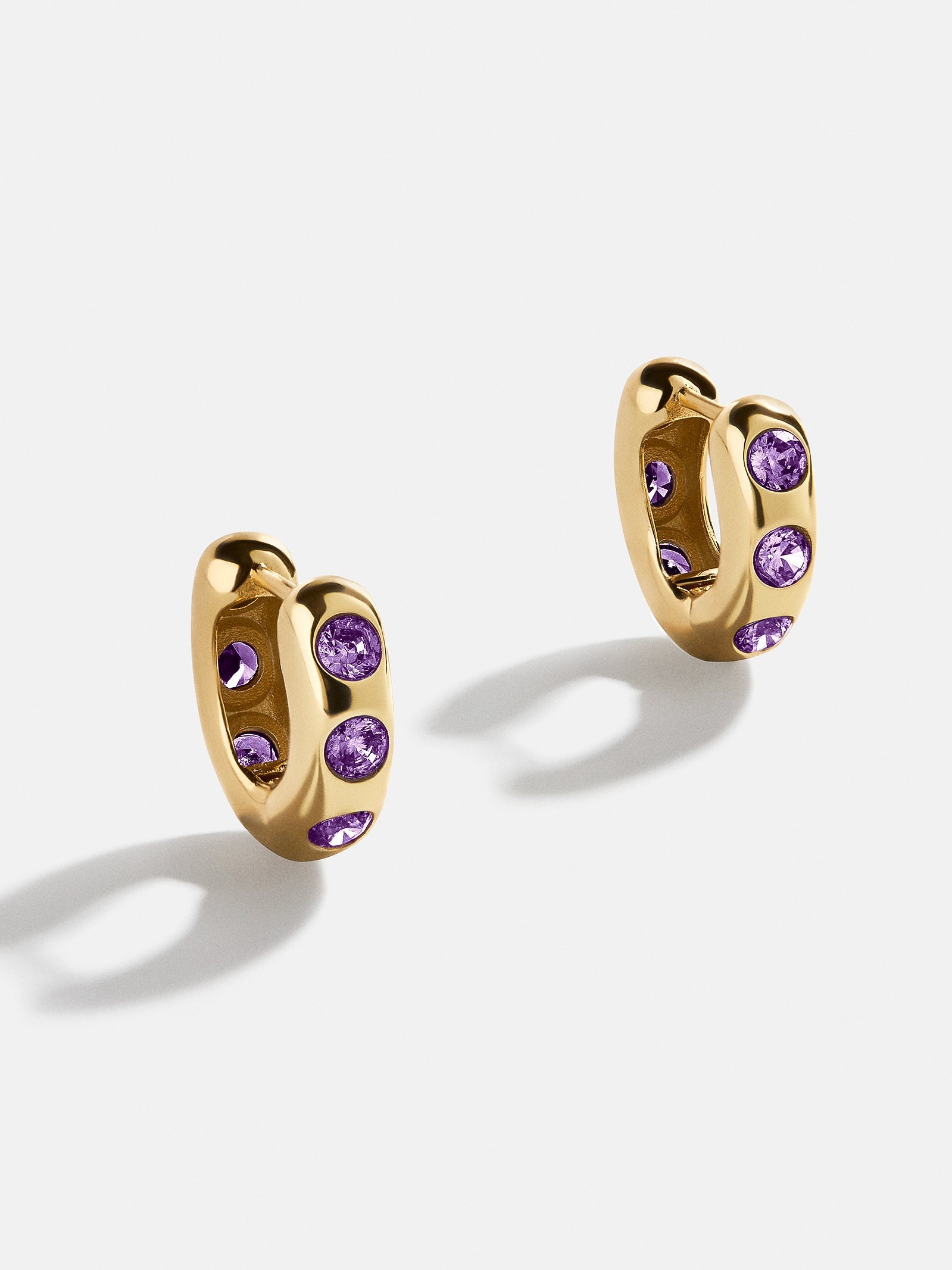 Sydney 18K Gold Plated Sterling Silver Birthstone Earrings - Amethyst