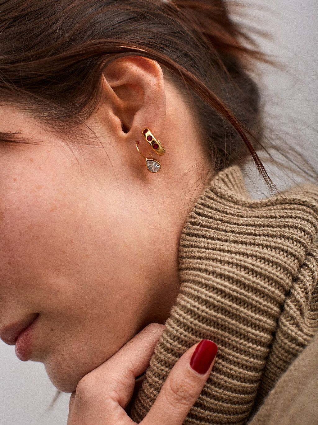 Sydney 18K Gold Plated Sterling Silver Birthstone Earrings - Garnet