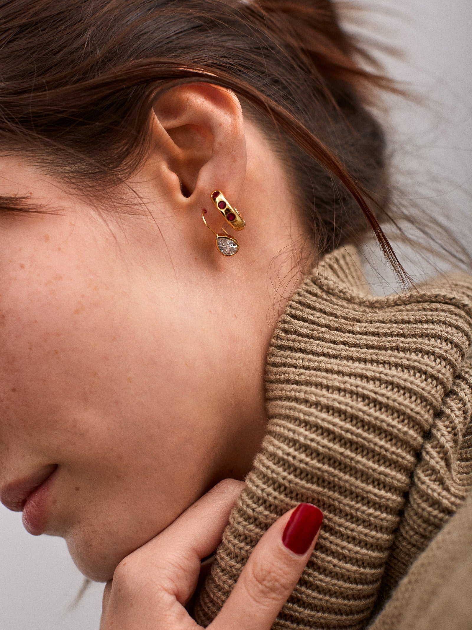 Sydney 18K Gold Plated Sterling Silver Birthstone Earrings - Garnet