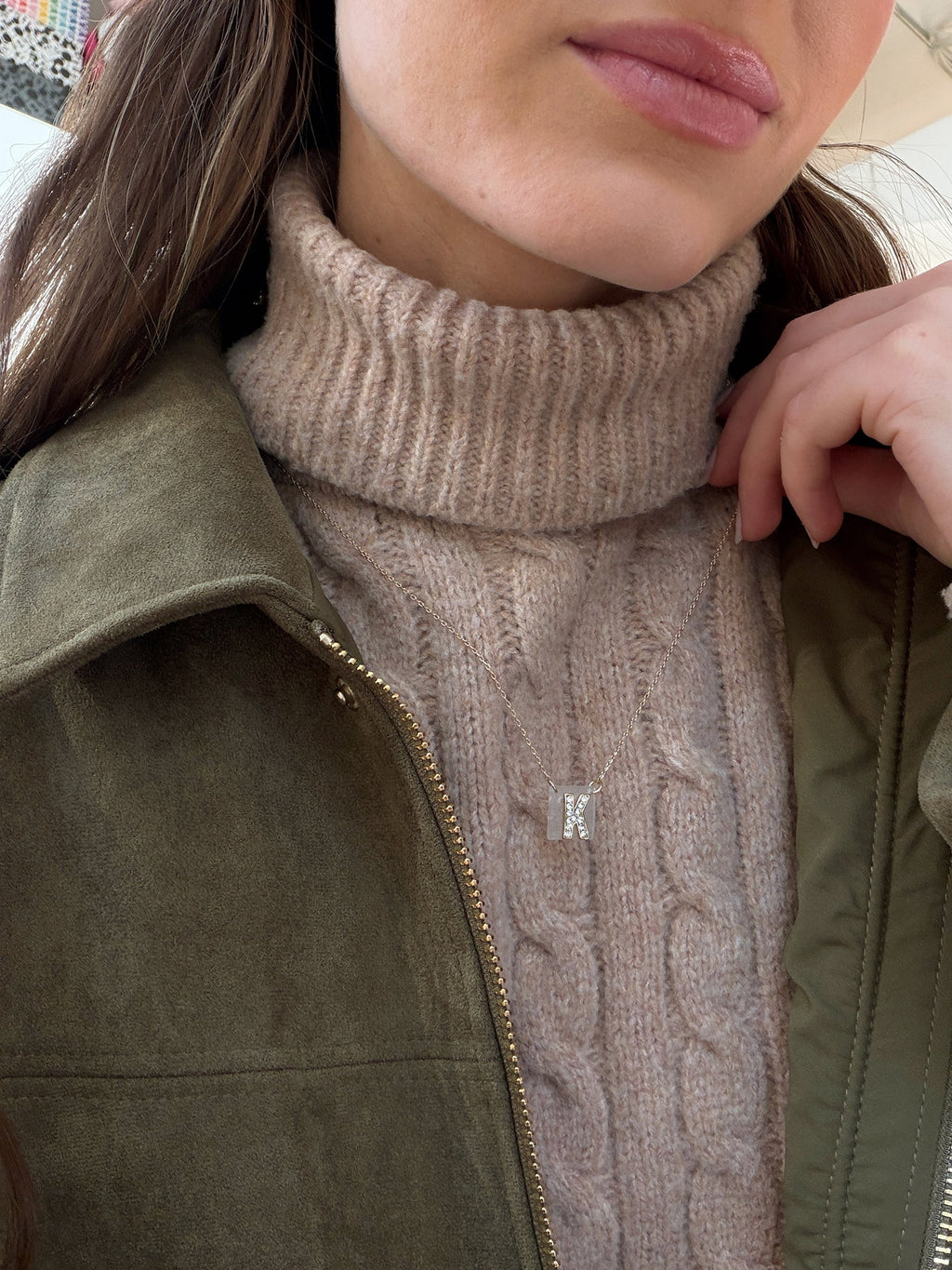 Clementine Initial Necklace - Gold/Pavé