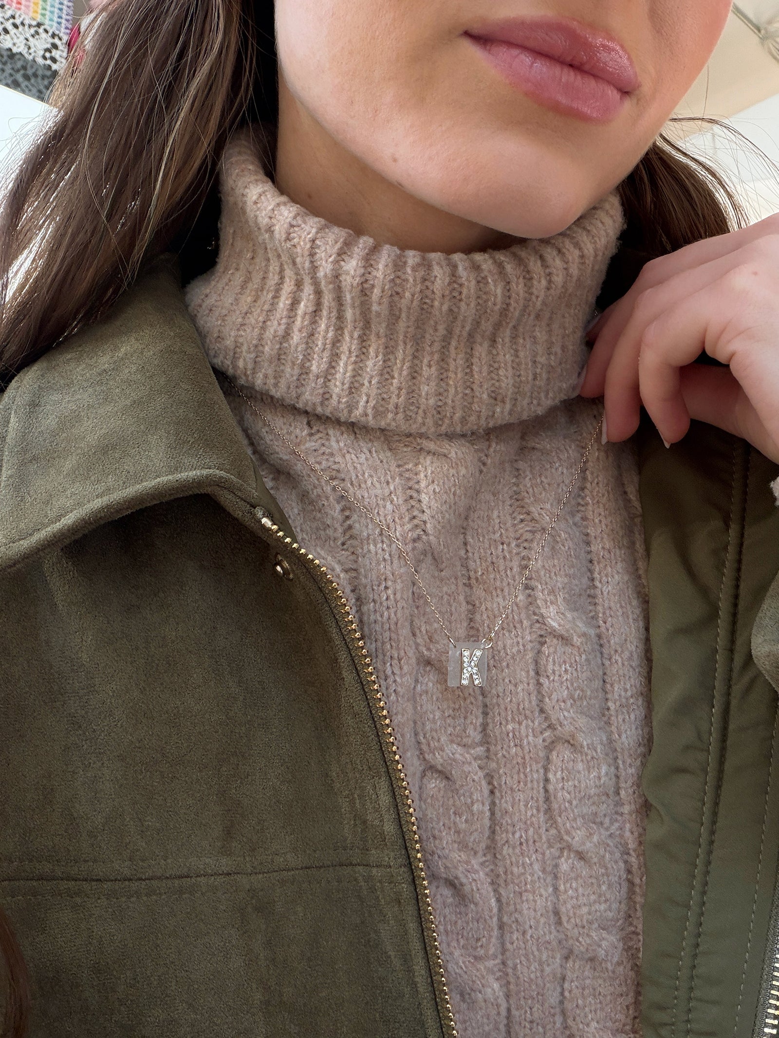 Clementine Initial Necklace - Gold/Pavé