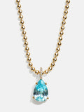 Esther 18K Gold Plated Sterling Silver Birthstone Necklace - Aquamarine