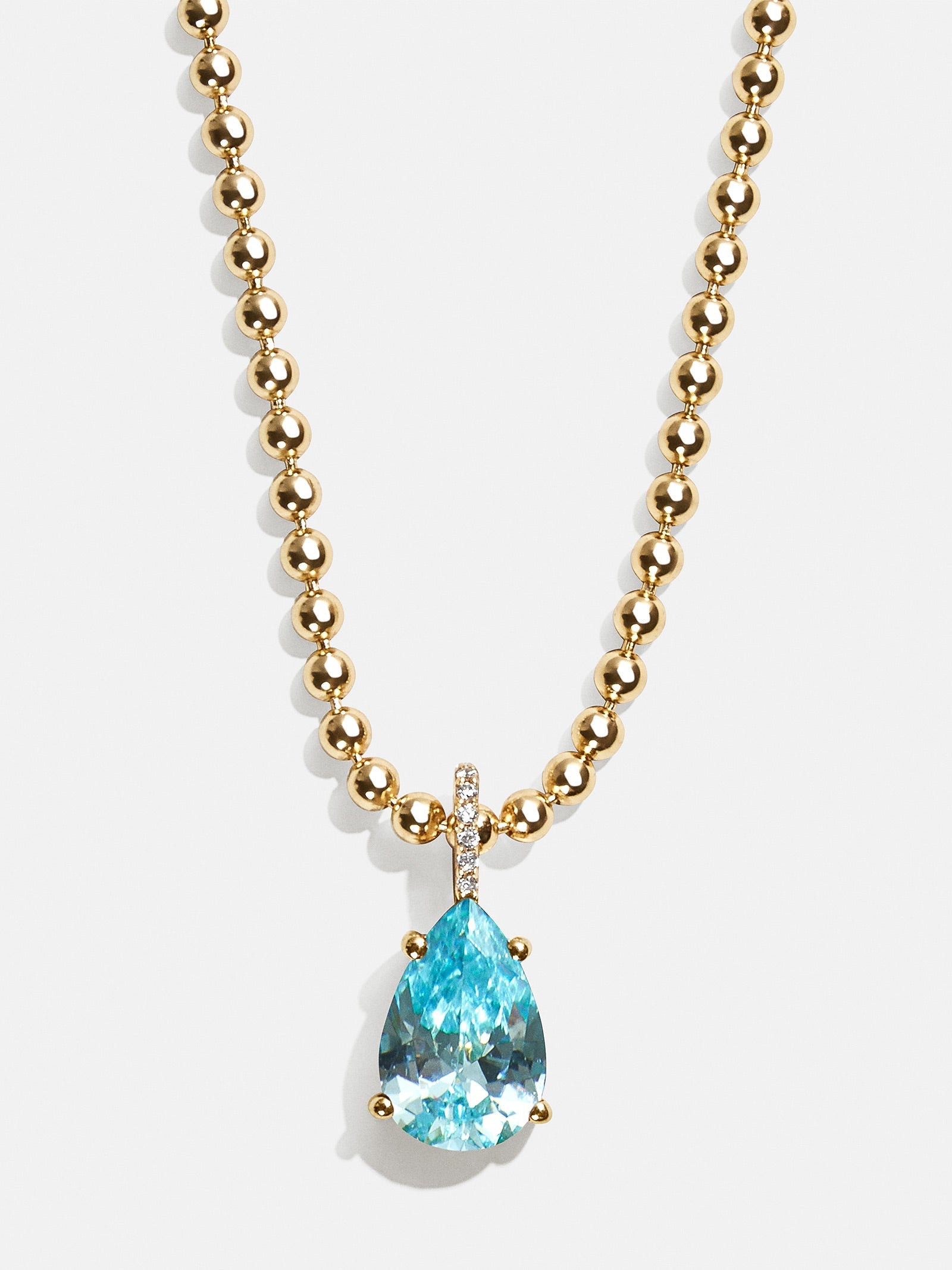Esther 18K Gold Plated Sterling Silver Birthstone Necklace - Aquamarine