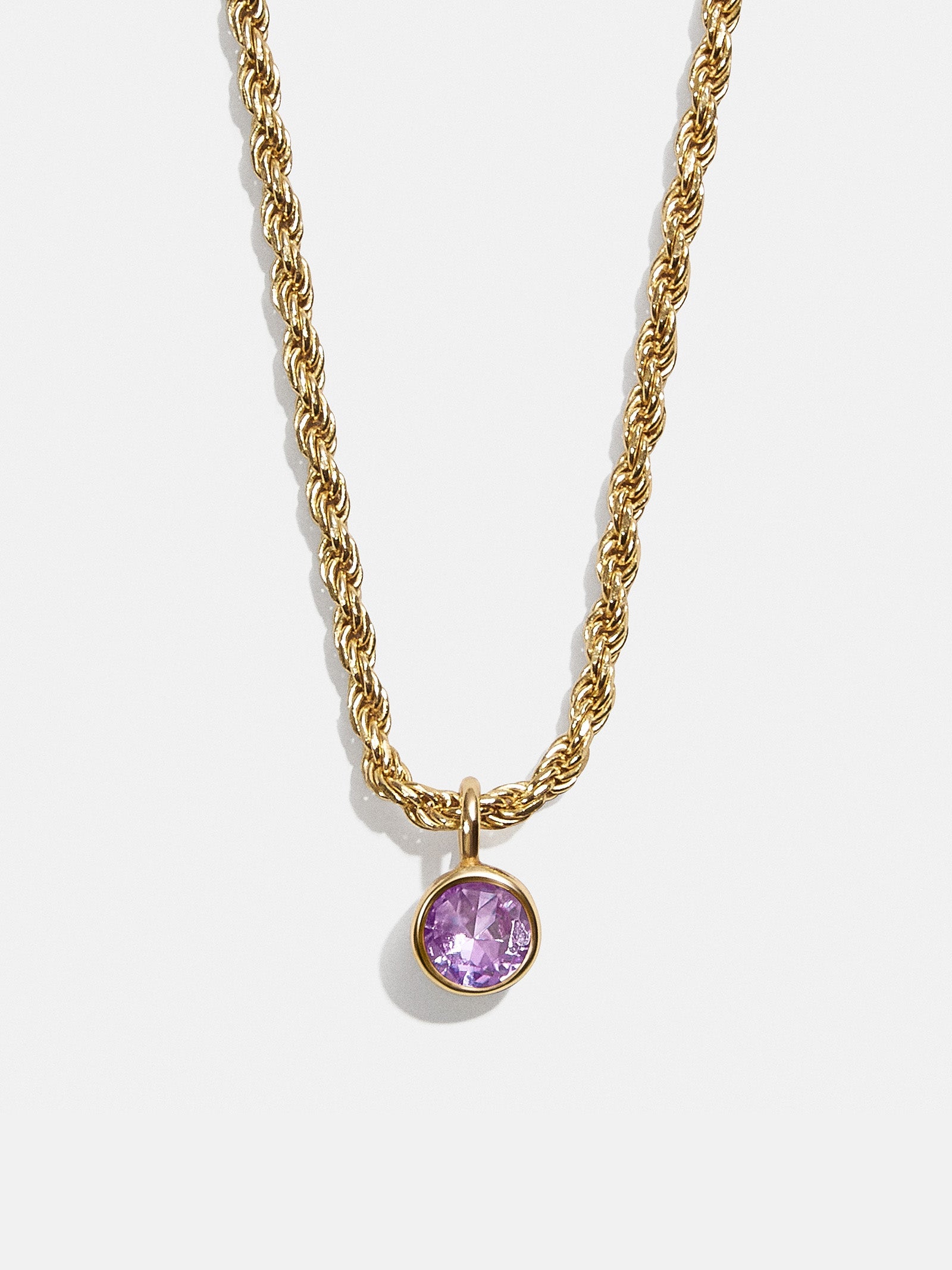 Florence 18K Gold Plated Sterling Silver Birthstone Necklace - Light Amethyst