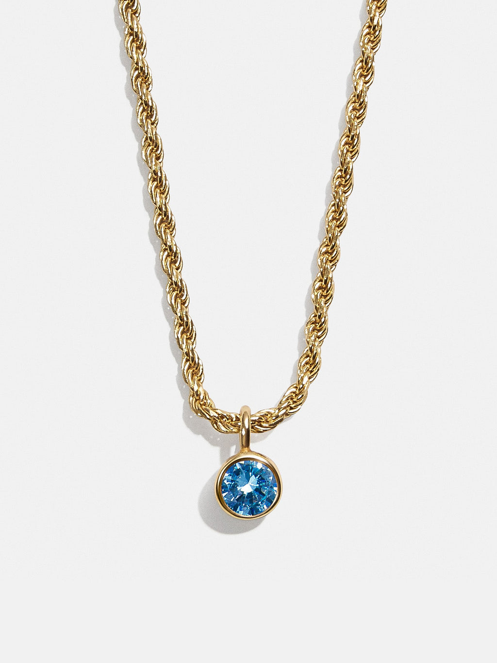 Florence 18K Gold Plated Sterling Silver Birthstone Necklace - Blue Zircon