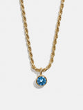 Florence 18K Gold Plated Sterling Silver Birthstone Necklace - Blue Zircon
