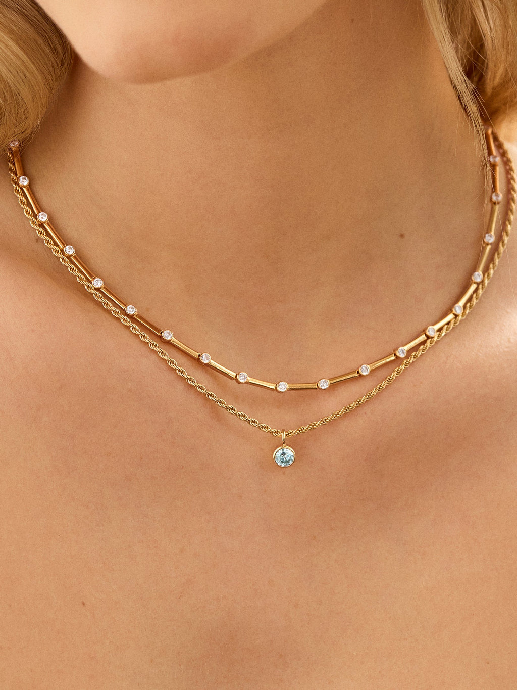 Florence 18K Gold Plated Sterling Silver Birthstone Necklace - Crystal