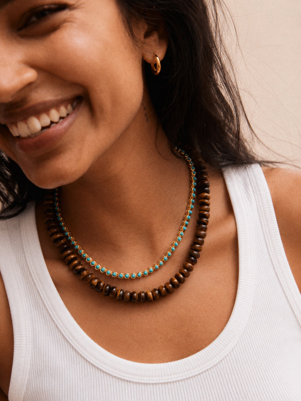 Joyce Semi-Precious Beaded Necklace - Tiger's Eye