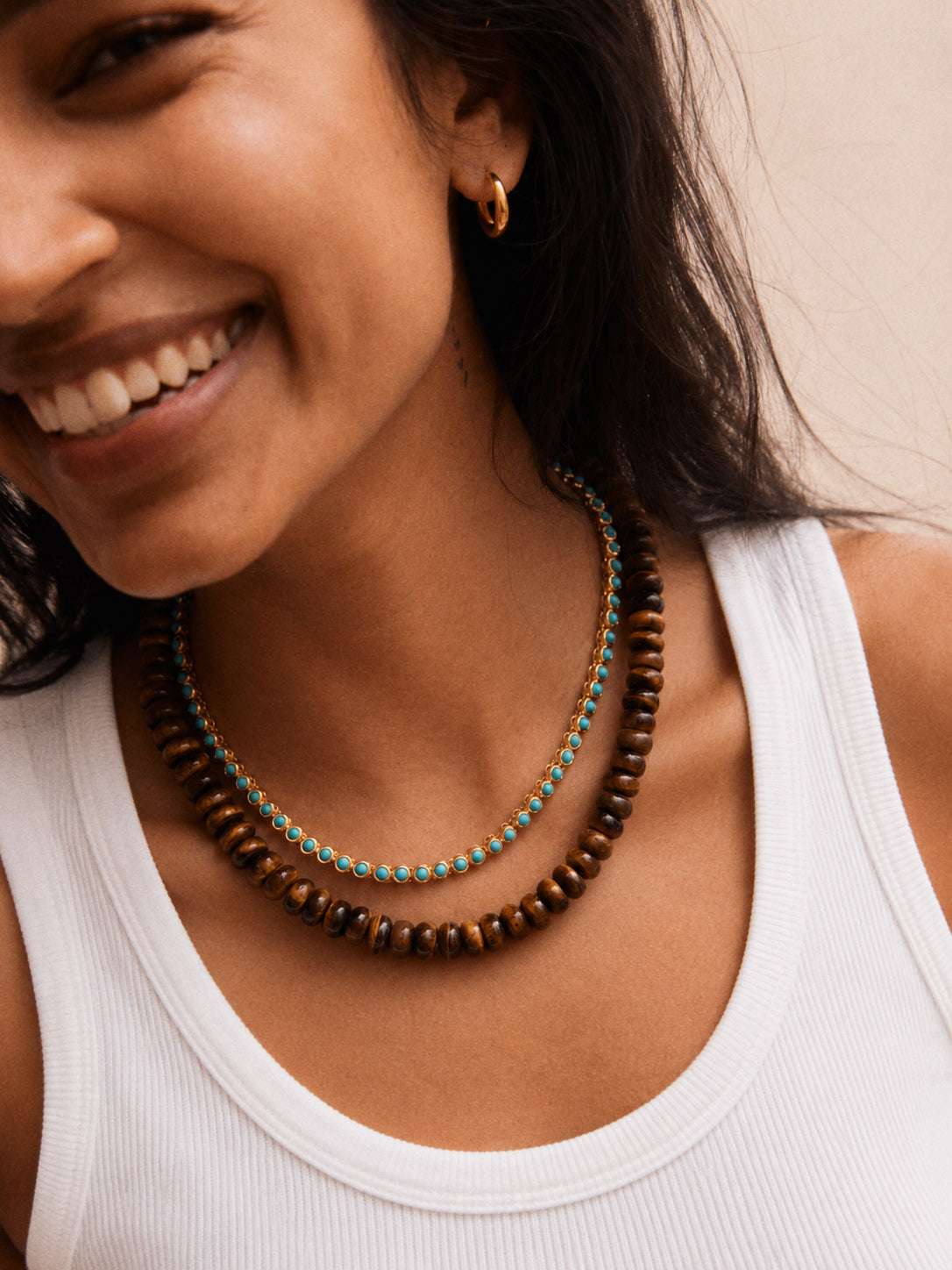 Joyce Semi-Precious Beaded Necklace - Tiger's Eye