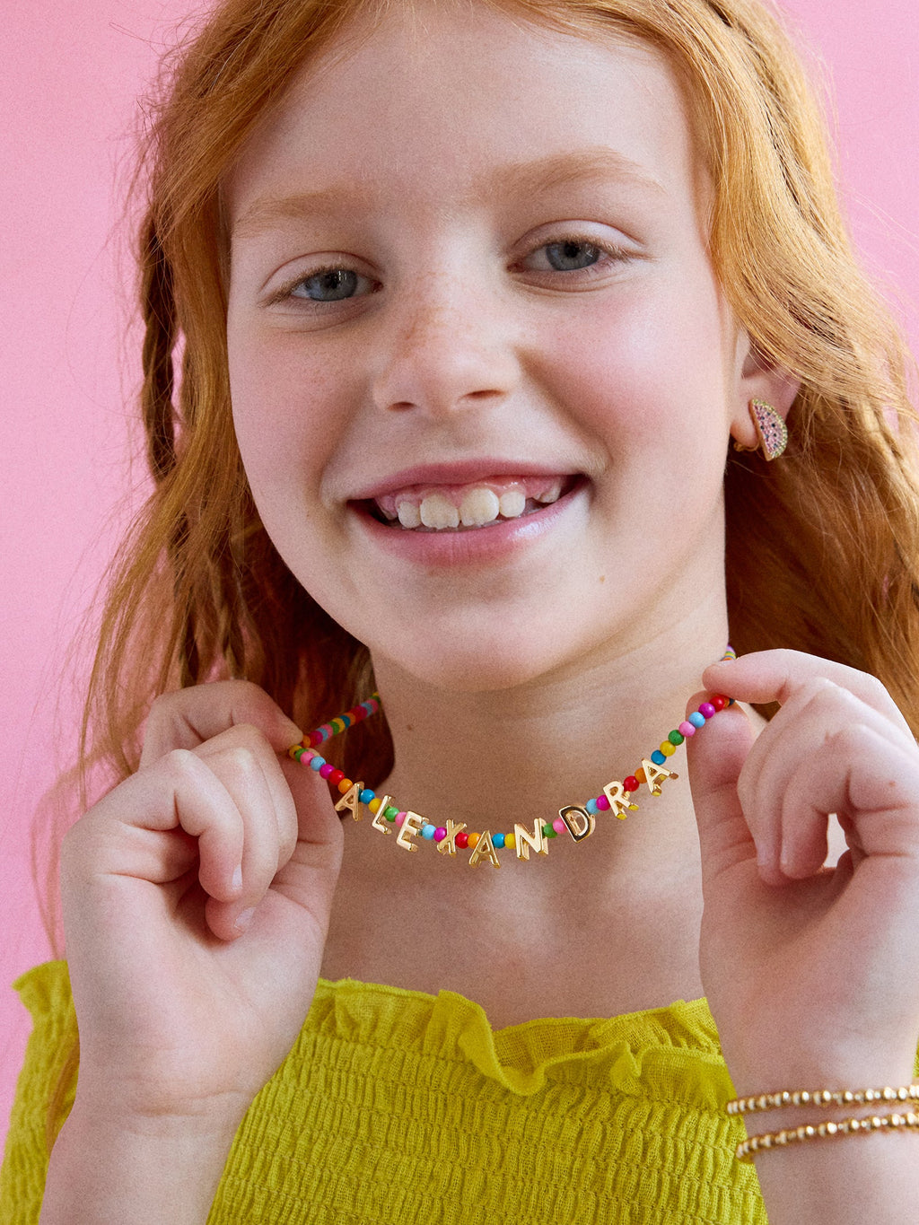 Bead Mine Kids' Custom Name Necklace - Dark Multi