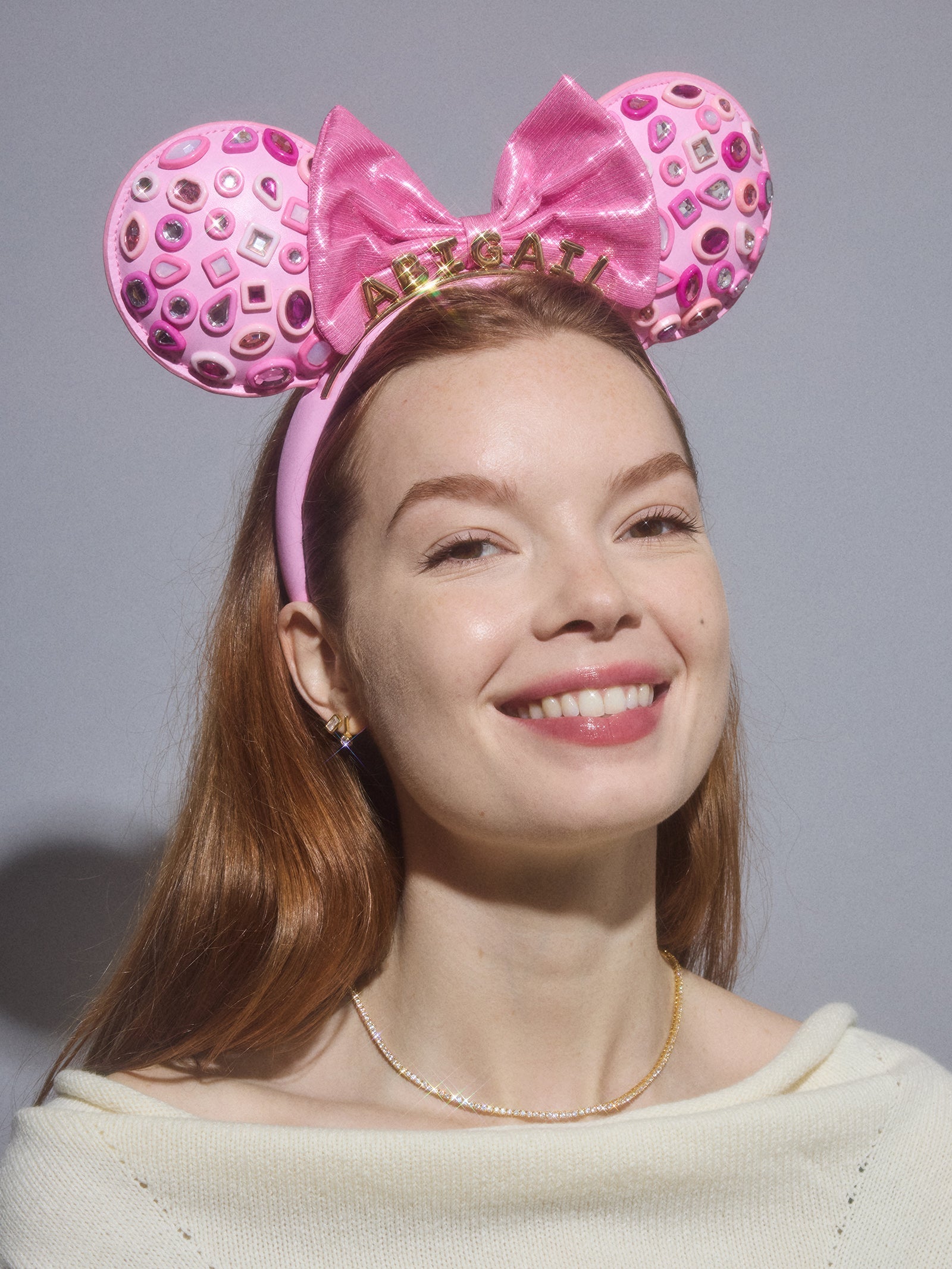Disney Minnie Mouse Hot Pink Crystal Custom Ears Headband - Minnie Mouse Hot Pink Crystal Custom Ears