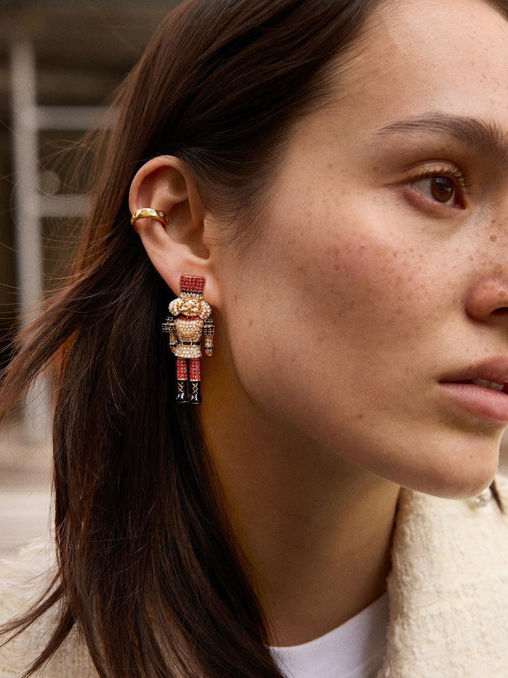March of the Bling Statement Earrings - Red/Black Nutcracker