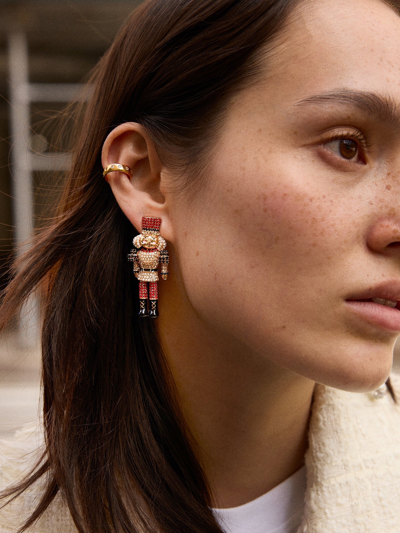 March of the Bling Statement Earrings - Red/Black Nutcracker