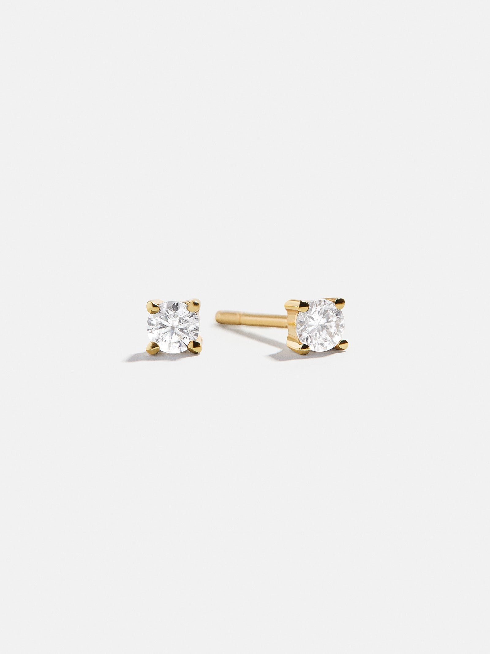 Debra 14K Gold Earrings - Round Stone