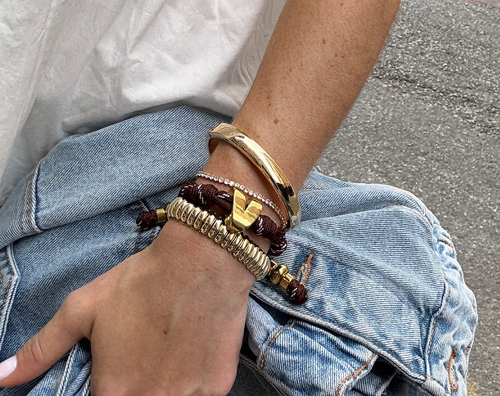 Knotty Initial Custom Bracelet - Brown Double Letters
