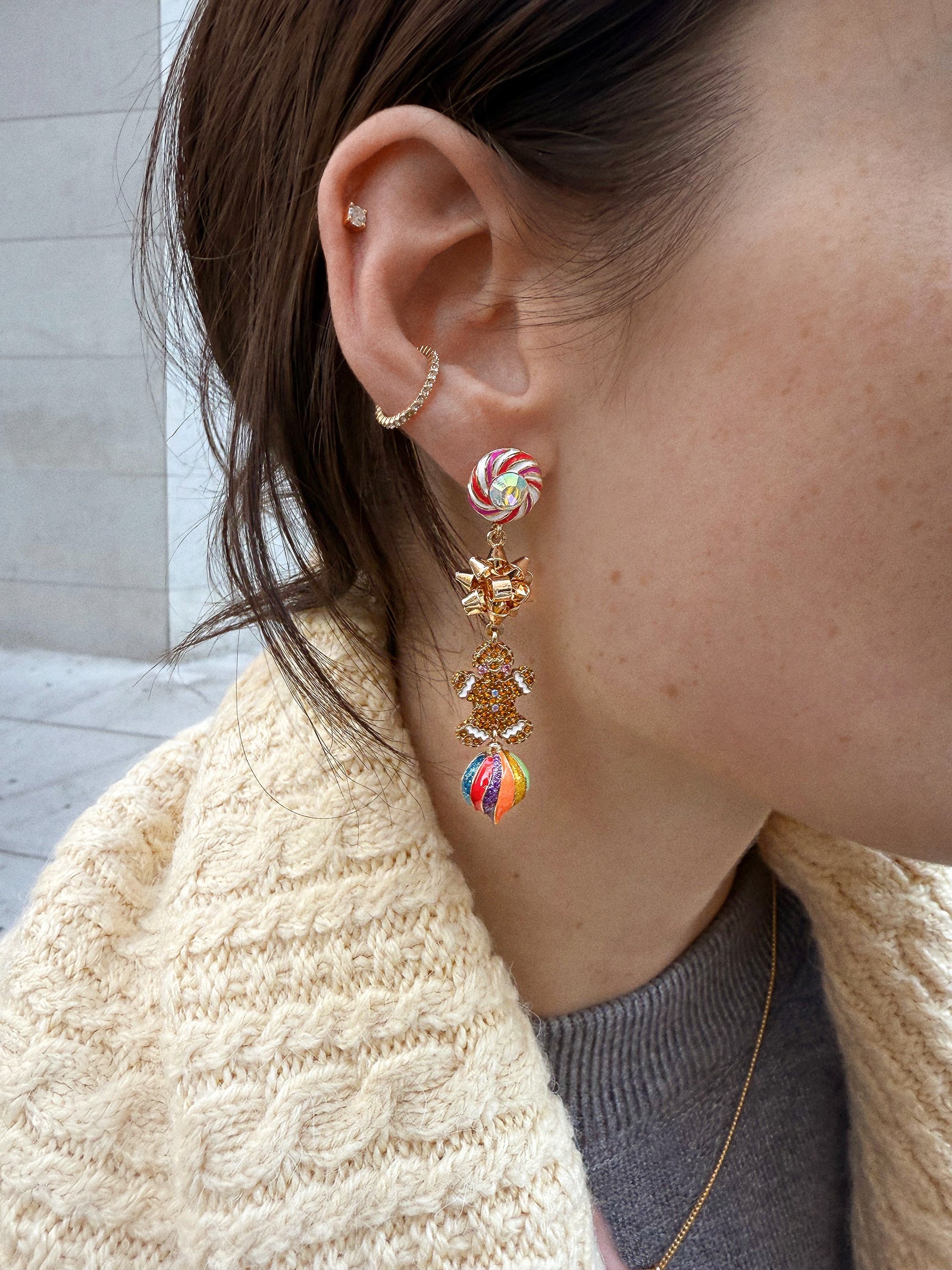 Season’s Treatings Christmas Statement Earrings - Gingerbread Man