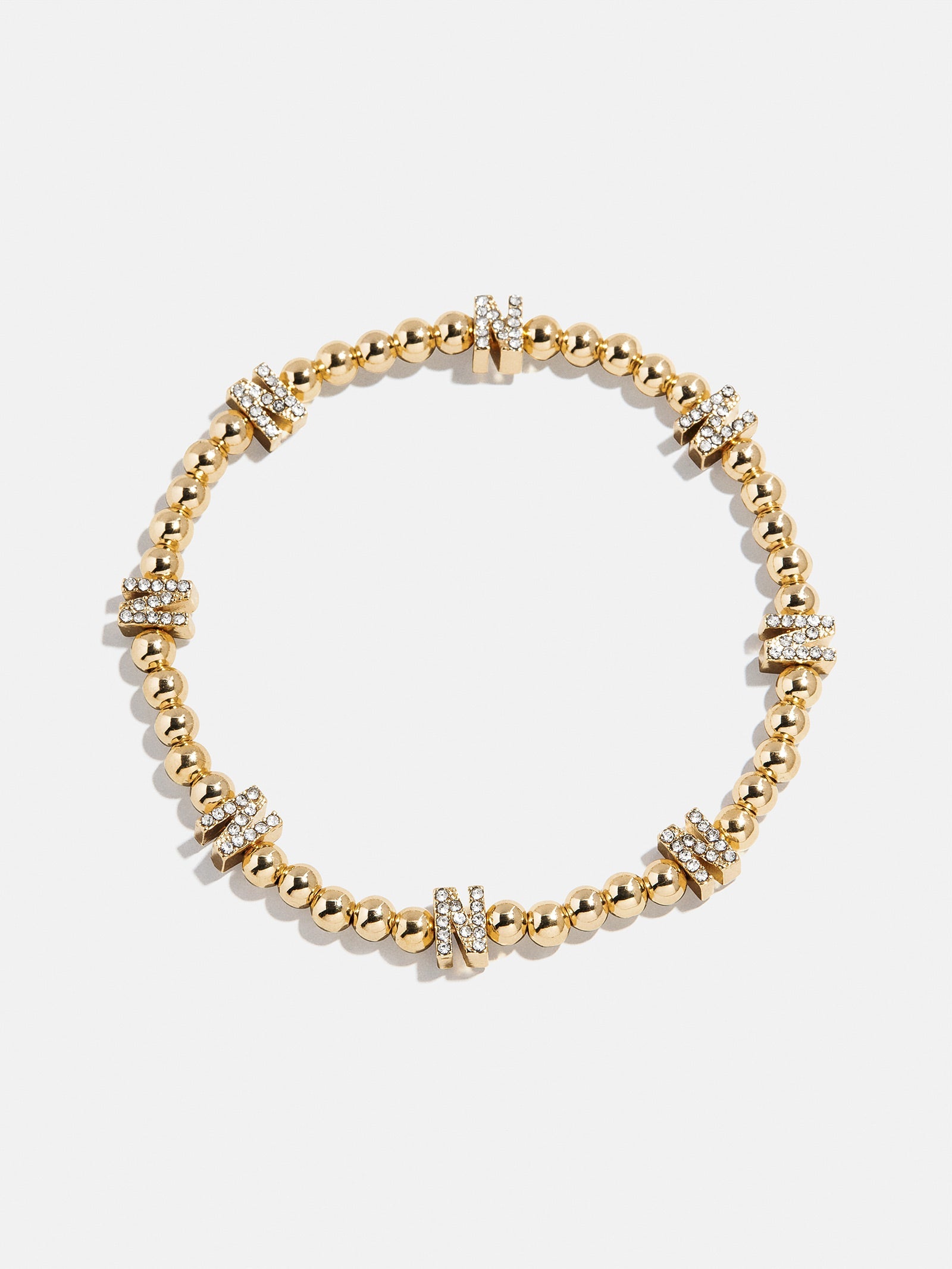 Gold/Pavé Repeating Initial Pisa Bracelet - N