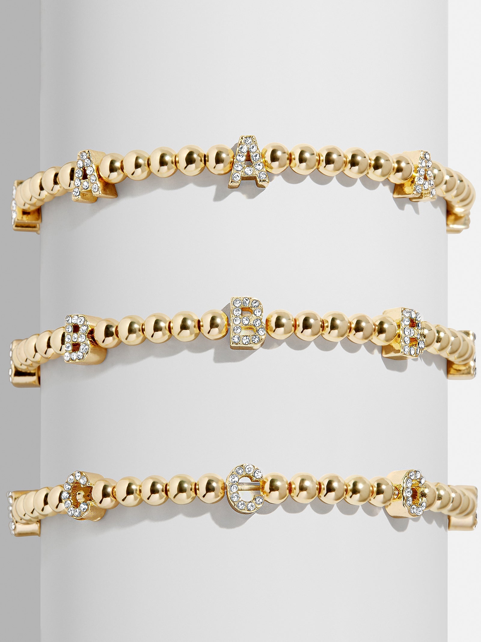Gold/Pavé Repeating Initial Pisa Bracelet - A