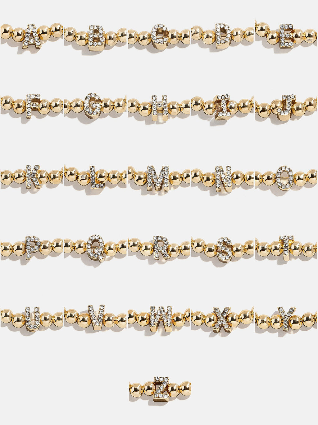 Gold/Pavé Repeating Initial Pisa Bracelet - B