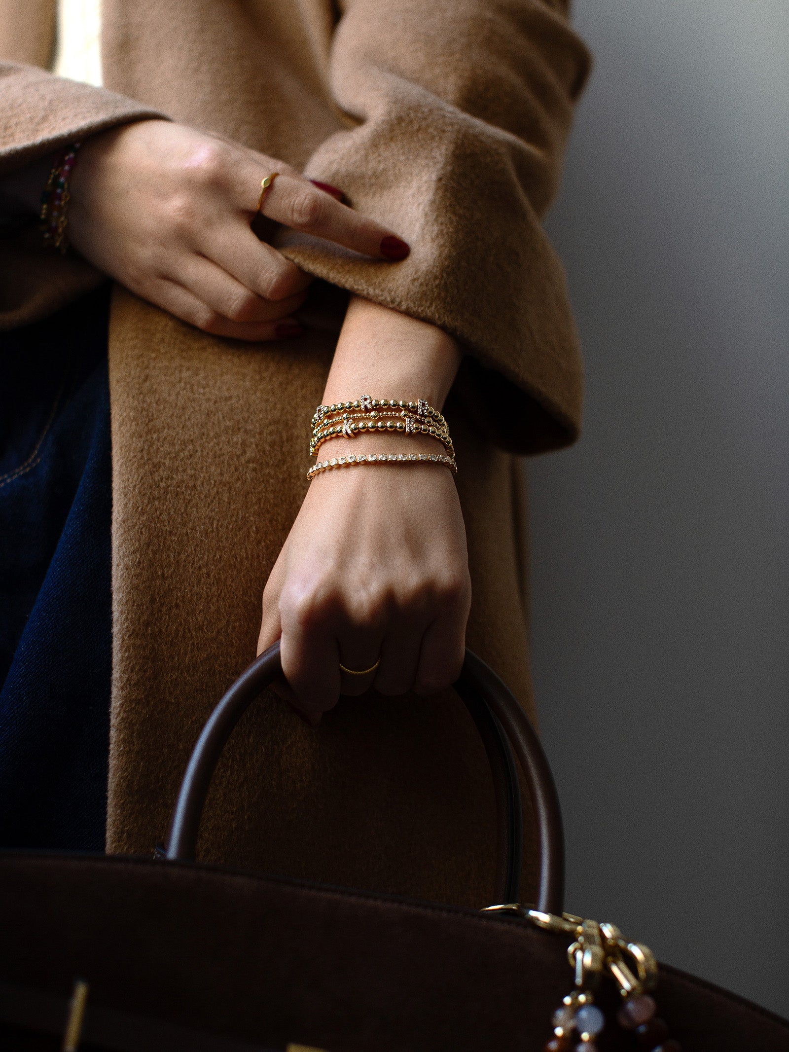 Gold/Pavé Repeating Initial Pisa Bracelet - B