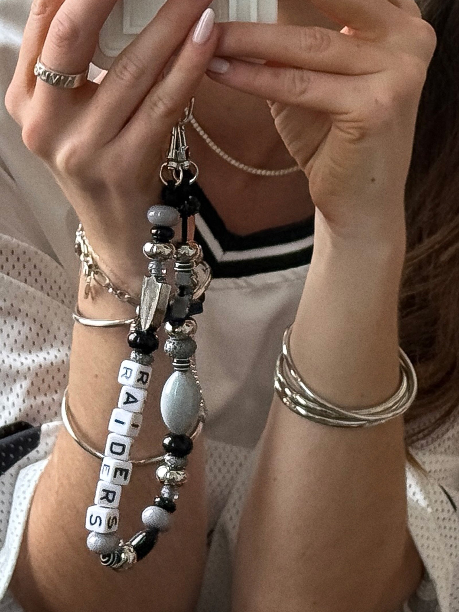 NFL Beaded Phone Charm - Las Vegas Raiders