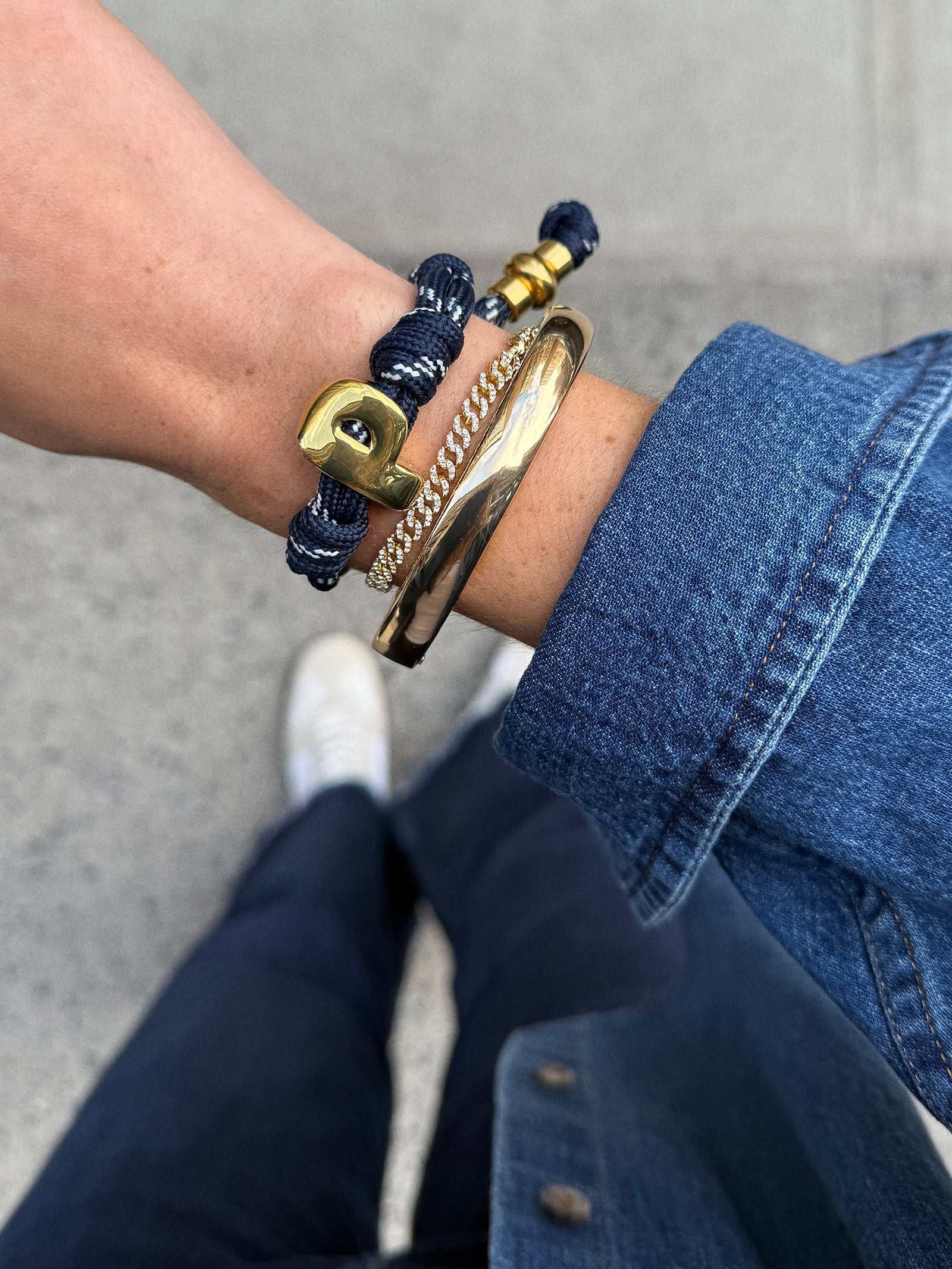 Knotty Initial Custom Bracelet - Navy Double Letters