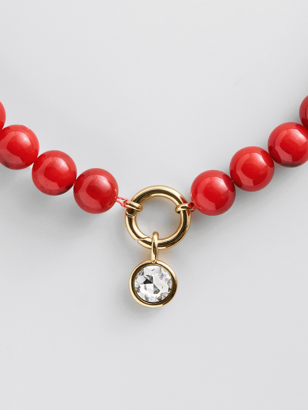 Janette Beaded Ring Necklace - Carnelian