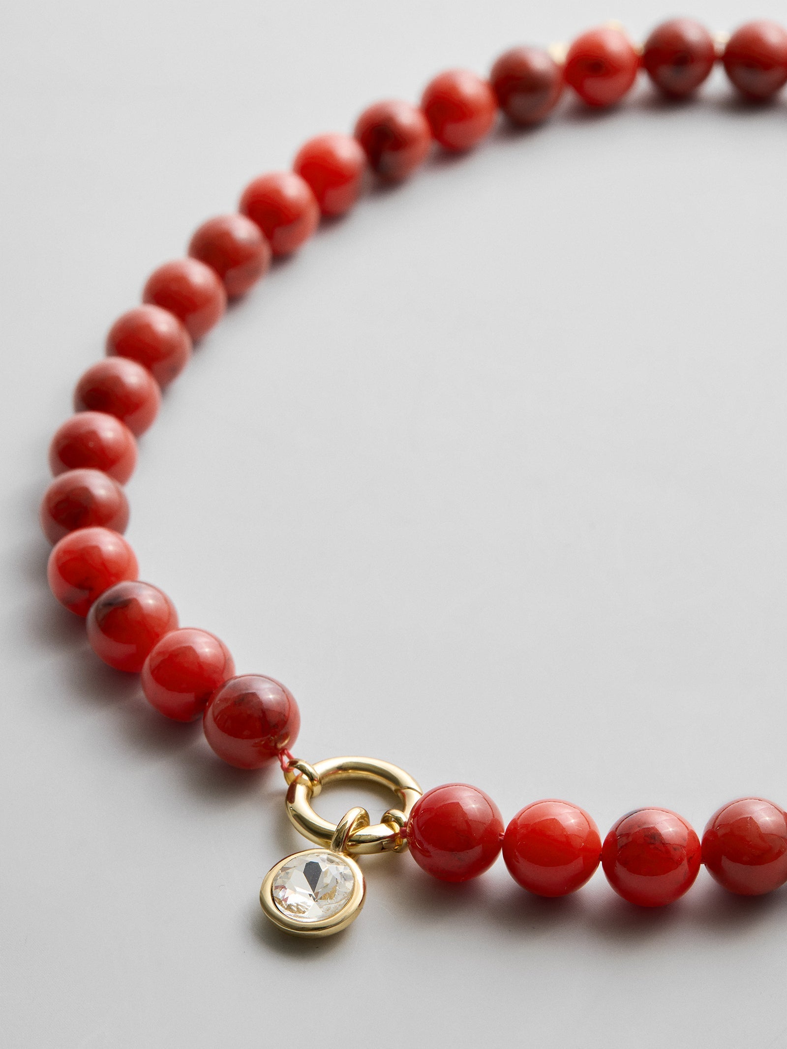 Janette Beaded Ring Necklace - Carnelian