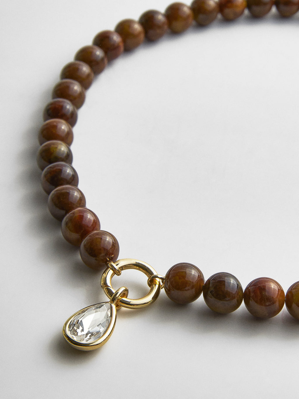 Janette Beaded Ring Necklace - Tiger's Eye