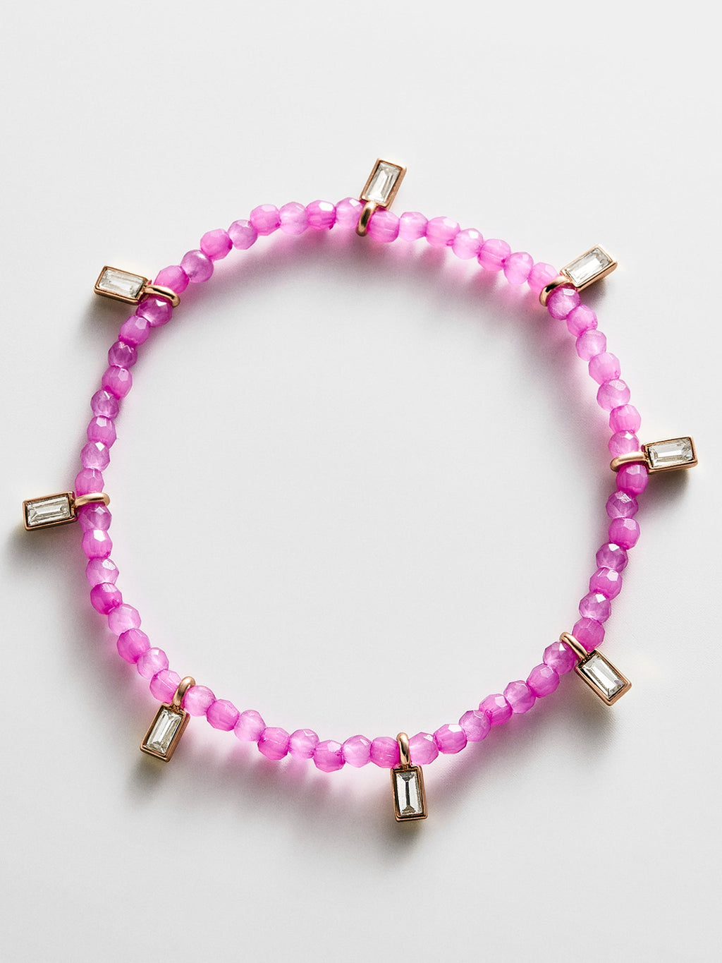 Crystal Beaded Bracelet - Magenta