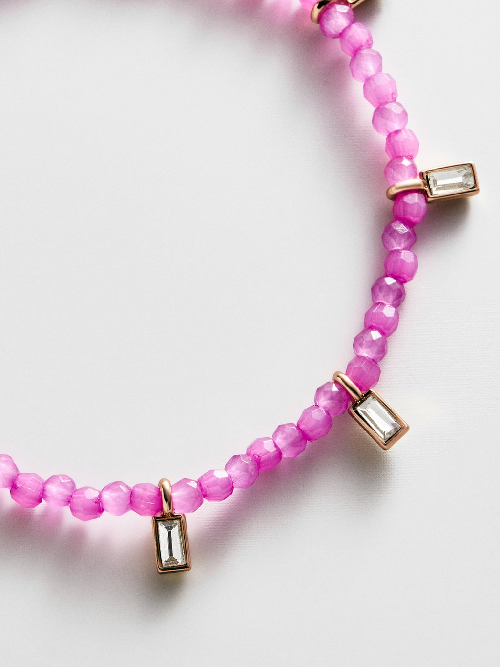 Crystal Beaded Bracelet - Magenta