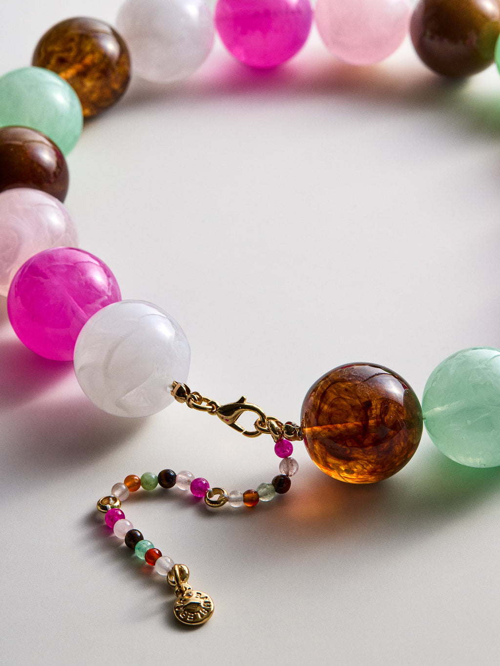 Jane Beaded Necklace - Pink Multi Bead