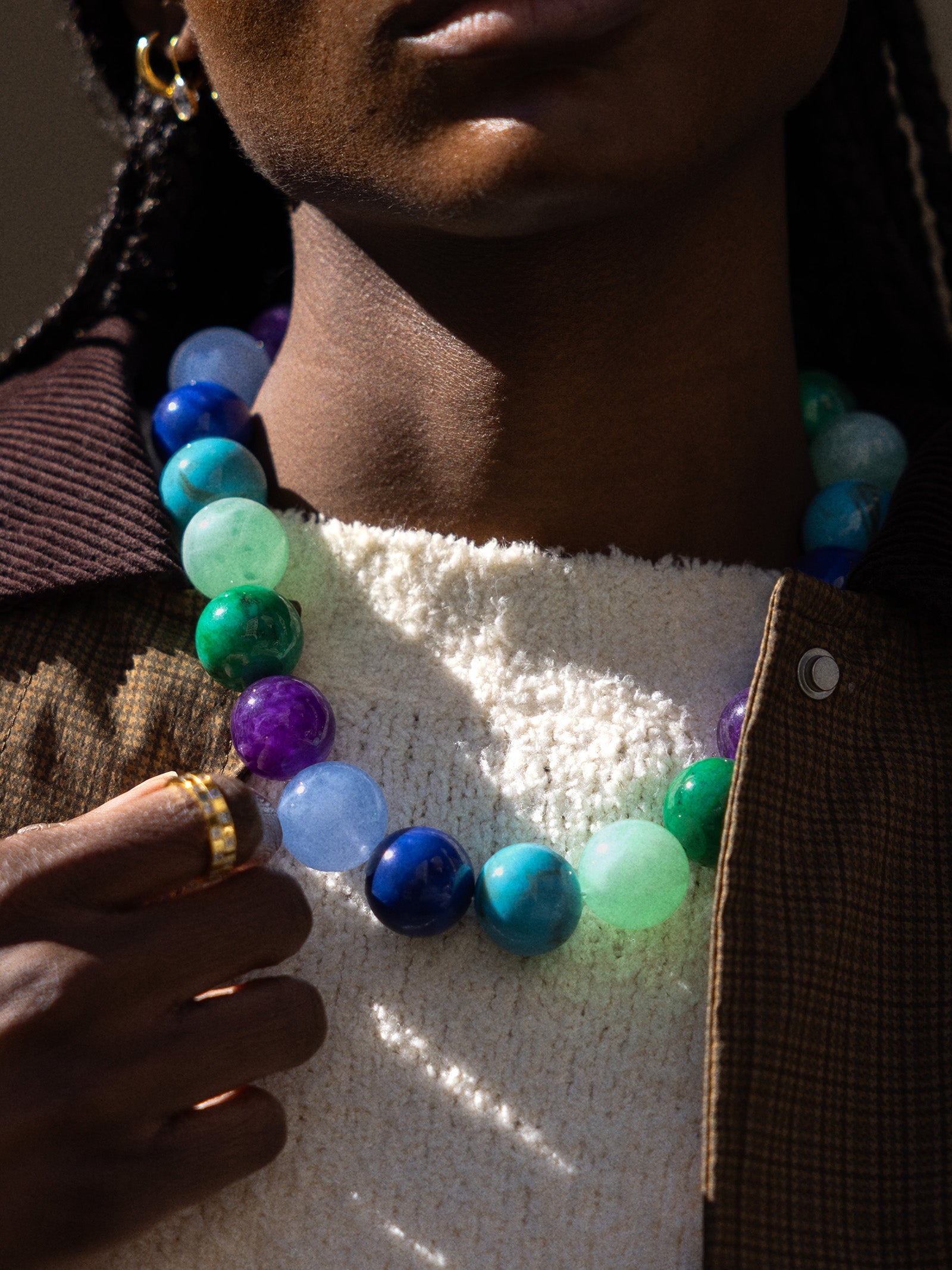 Jane Beaded Necklace - Blue/Purple Multi Bead
