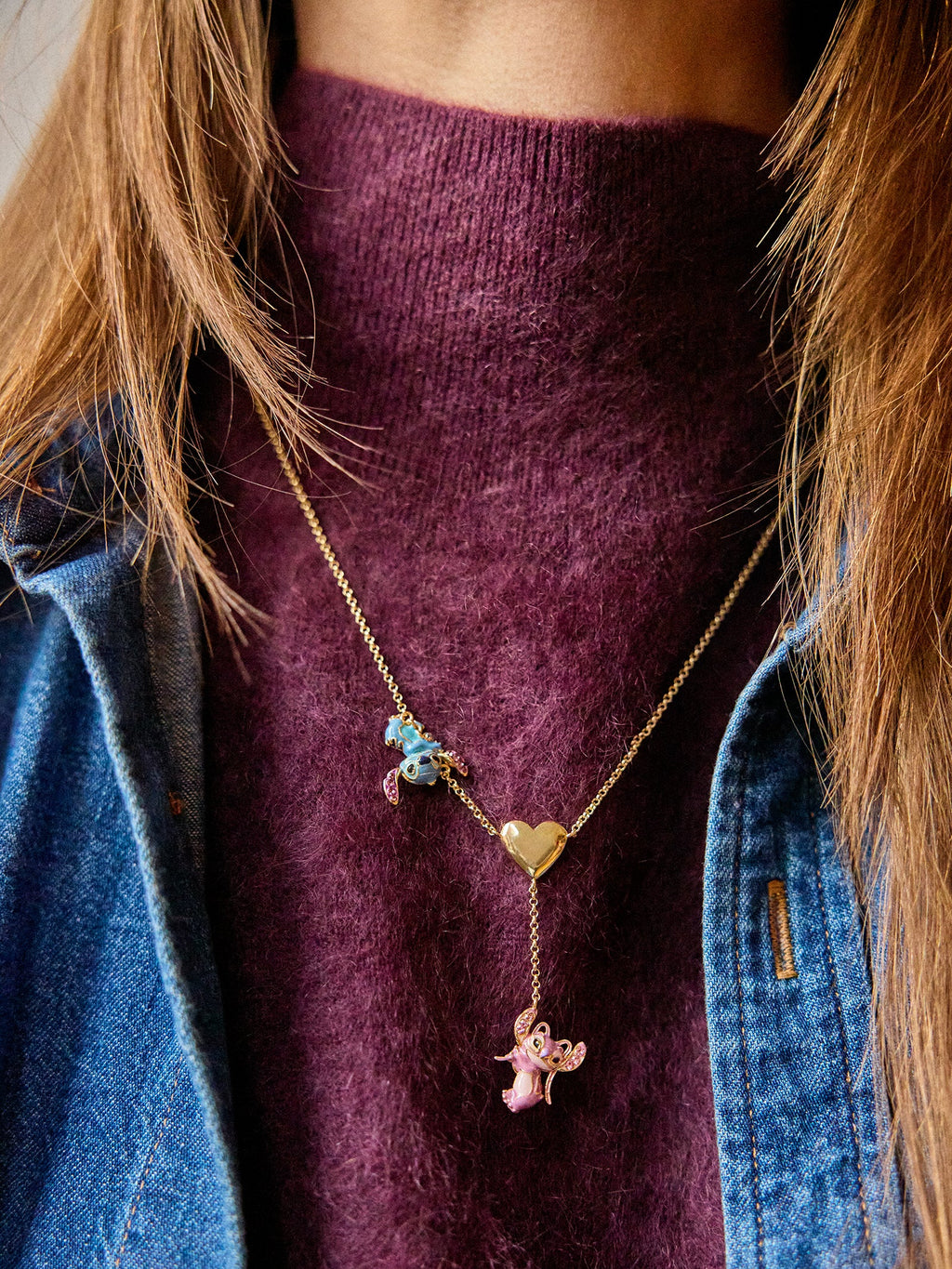Disney Lilo & Stitch Dynamic Duo Lariat Necklace - Disney Stitch