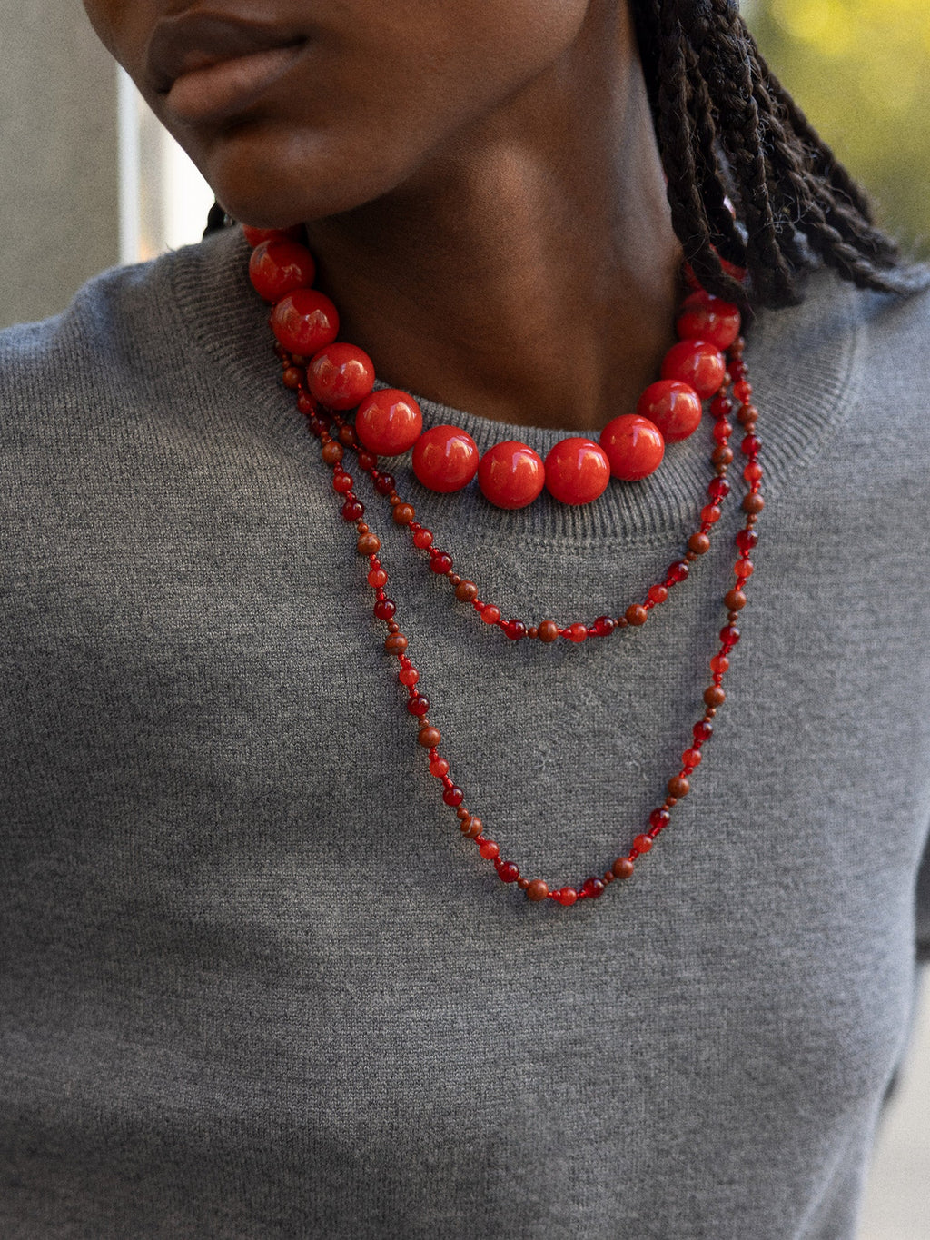 Charlotte Beaded Necklace - Red Jasper