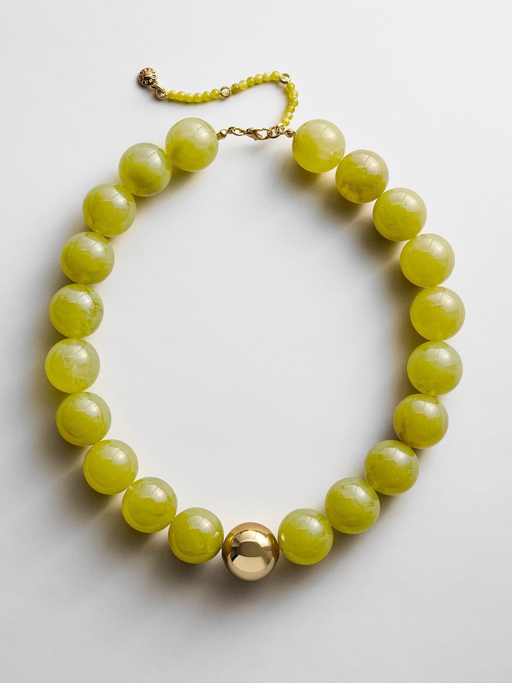 Jane Beaded Necklace - Olive Jade/Gold