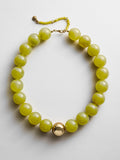 Jane Beaded Necklace - Olive Jade/Gold