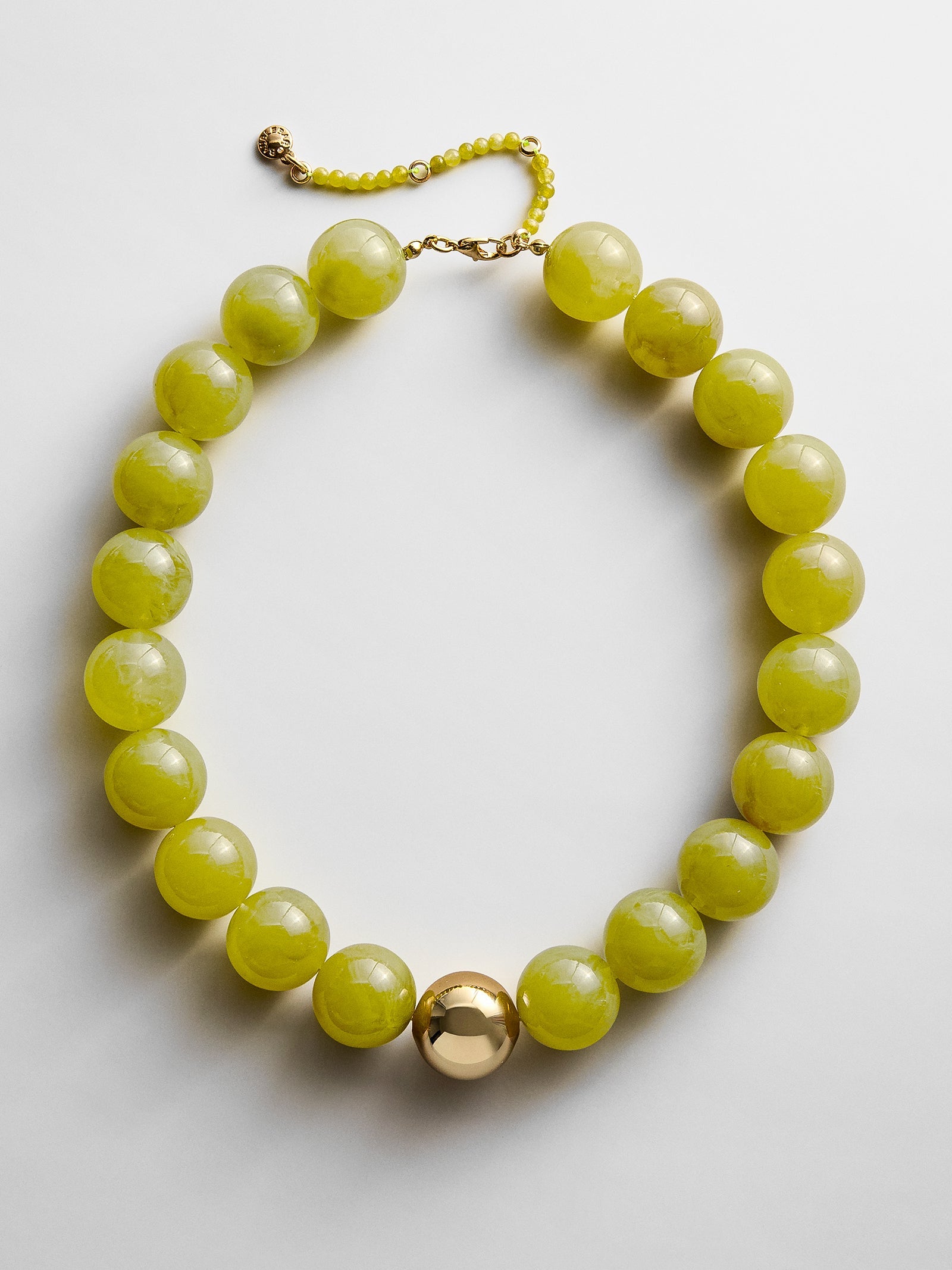 Jane Beaded Necklace - Olive Jade/Gold