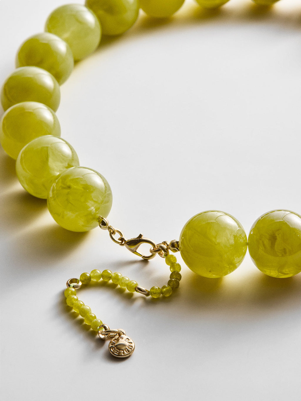 Jane Beaded Necklace - Olive Jade/Gold