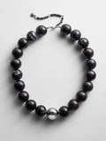 Jane Beaded Necklace - Obsidian/Silver Bead